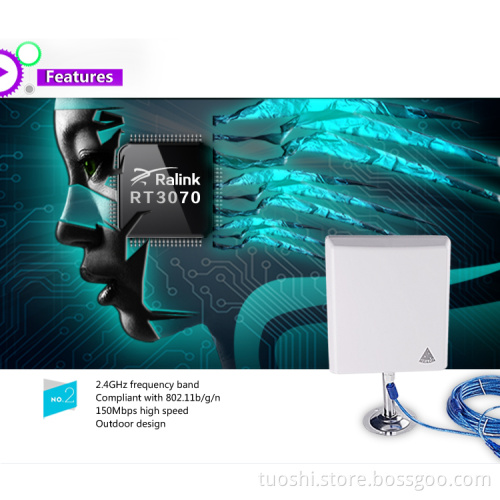 2Km wifi range outdoor panel antenna,2.4GHz,150Mbps wifi receiver,Melon wireless usb adapter
